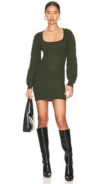 NWT One Grey Day Revolve Sienna Ribbed Merino Wool Cashmere Sweater Dress Size L